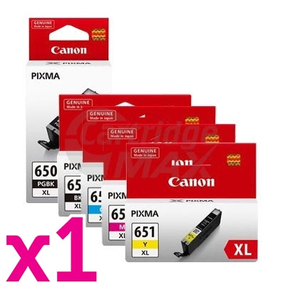 5 Pack Canon PGI-650XL CLI-651XL Original High Yield Inkjet Cartridges [1BK,1PBK,1C,1M,1Y]
