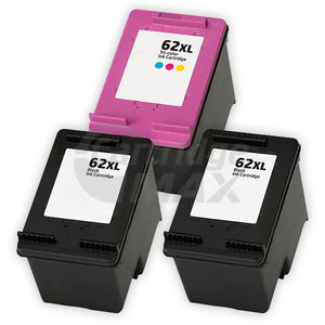 3 Pack HP 62XL Generic High Yield Inkjet Cartridges C2P05AA + C2P07AA [2BK,1CL]