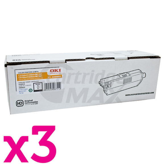 3 x OKI Original C310DN / C330DN / MC361 / MC362DN / C331DN Black Toner Cartridge - 3,500 pages (44469805)