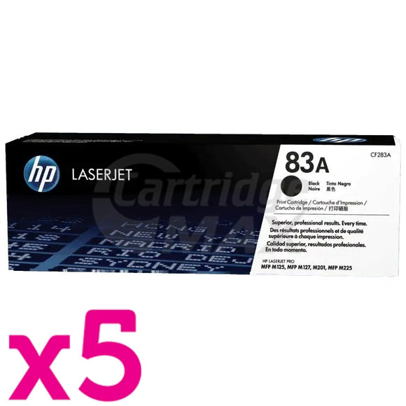 5 x HP CF283A (83A) Original Black Toner Cartridge - 1,500 Pages