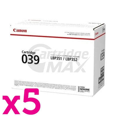 5 x Original Canon CART039 Black Toner