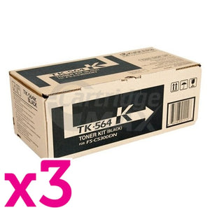 3 x Original Kyocera TK-564K Black Toner Cartridge FS-C5300DN, FS-C5350DN, P-6030CDN