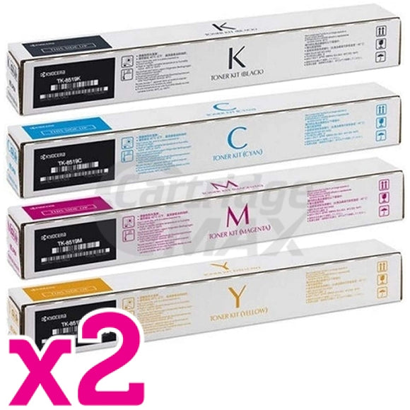 2 sets of 4 Pack Original Kyocera TK-8519 Toner Combo TASKalfa 5052CI, 6052CI [2BK,2C,2M,2Y]