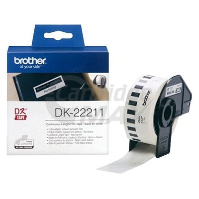 Brother DK-22211 Original Black Text on White Continuous Film Label Roll 29mm x 15.24m