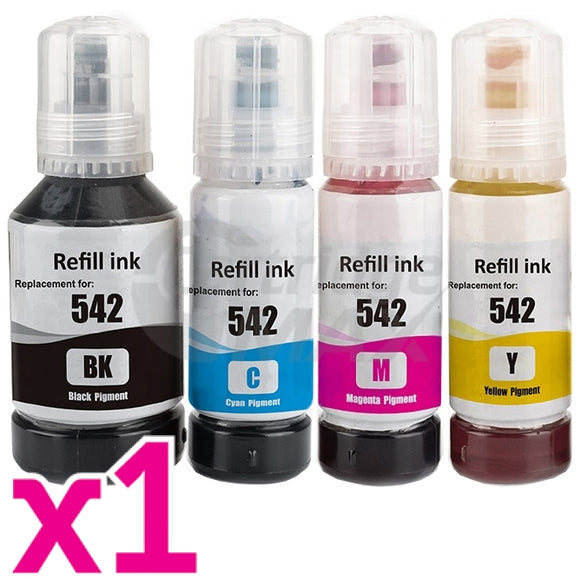 4-Pack Epson T542 Generic Ink Bottle Combo [BK+C+M+Y]