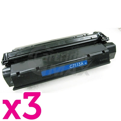 3 x HP C7115A (15A) Generic Black Toner Cartridge - 2,500 Pages