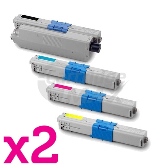 2 sets of 4 Pack OKI Generic C310DN / C330DN / MC361 / MC362DN / C331DN Toner Cartridges (44469805-44469755)