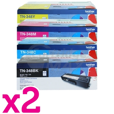 2 Sets of 4-Pack Original Brother TN-348 Toner Combo [2BK,2C,2M,2Y]