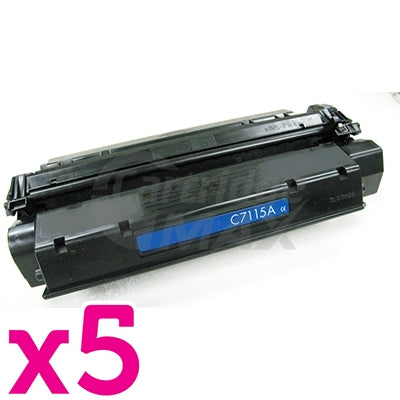 5 x HP C7115A (15A) Generic Black Toner Cartridge - 2,500 Pages
