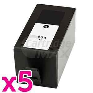 5 x HP 934XL Generic Black High Yield Inkjet Cartridge C2P23AA - 1,000 Pages