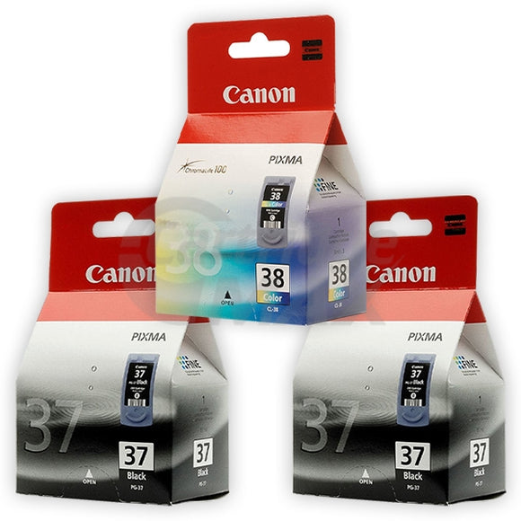 3 Pack Original Canon PG-37 CL-38 Ink Cartridges [2BK,1C]