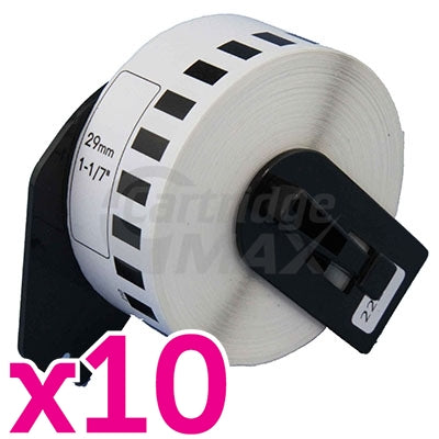 10 x Brother DK-22210 Generic Black Text on White Continuous Paper Label Roll 29mm x 30.48m