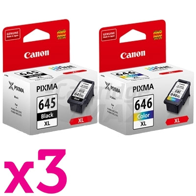 6-Pack Canon PG-645XL, CL-646XL Original [3Black + 3Colour] High Yield Ink Combo