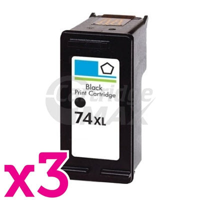 3 x HP 74XL Generic Black High Yield Inkjet Cartridge CB336WA - 750 Pages