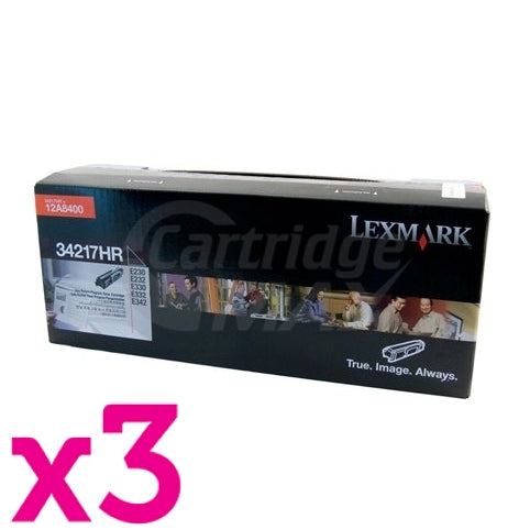 3 x Lexmark Original E230 / E232 / E330 / E332 Toner Cartridge - 2,500 pages (34217HR)