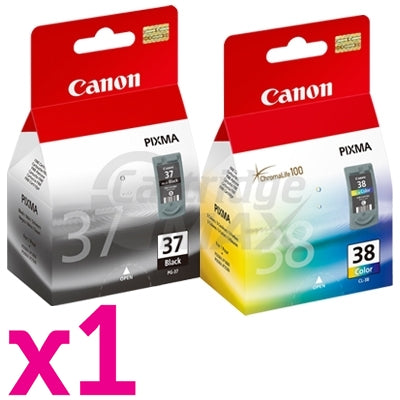 2 Pack Original Canon PG-37 CL-38 Ink Cartridges [1BK,1C]