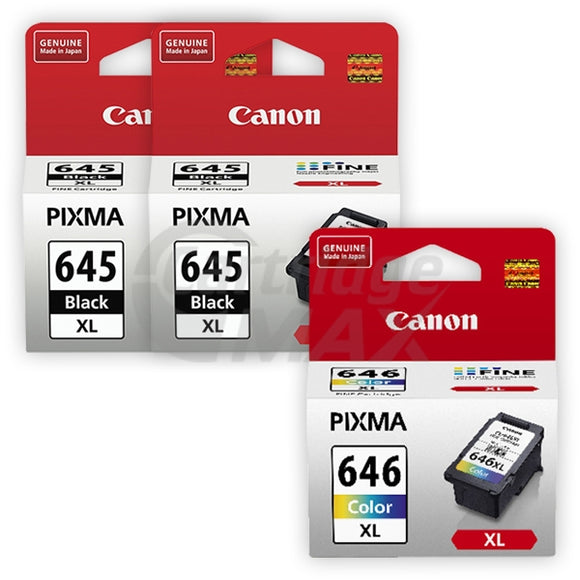 3-Pack Canon PG-645XL, CL-646XL Original [2Black + 1Colour] High Yield Ink Combo