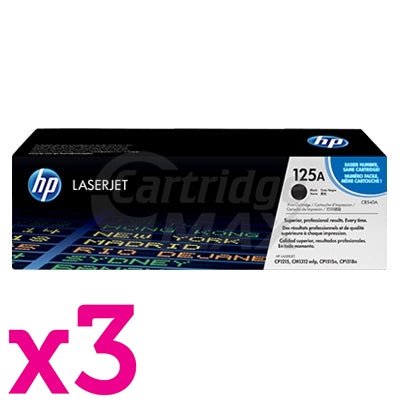 3 x HP CB540A (125A) Original Black Toner Cartridge - 2,200 Pages