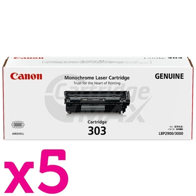 5 x Canon CART-303 Black Original Toner Cartridge 2,000 Pages