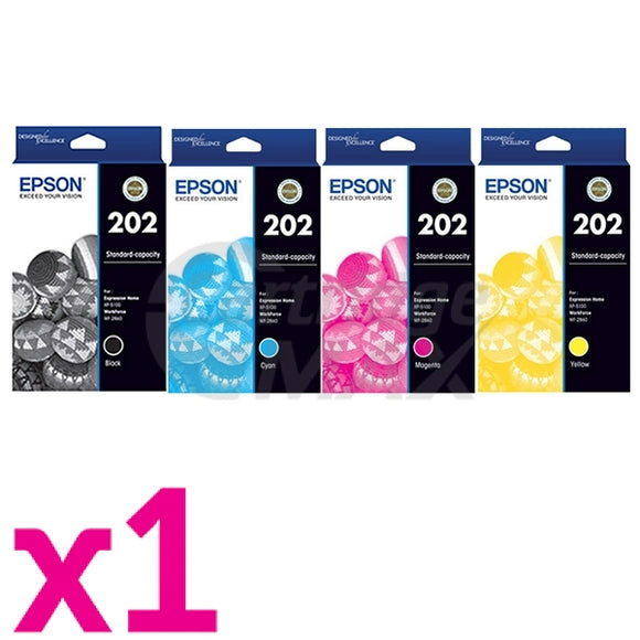 4 Pack Original Epson 202 (C13T02N192-C13T02N492) Ink Combo [1BK,1C,1M,1Y]