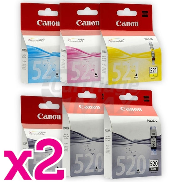12-Pack Original Canon PGI-520 & CLI-521 Inkjet [4BK,2PBK,2C,2M,2Y]