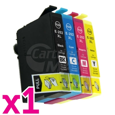 4 Pack Generic Epson 202XL (C13T02P192-C13T02P492) High Yield Ink Combo [1BK,1C,1M,1Y]