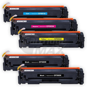 5 Pack HP CF500X-CF503X (202X) Generic High Yield Toner Cartridges [2BK,1C,1M,1Y]