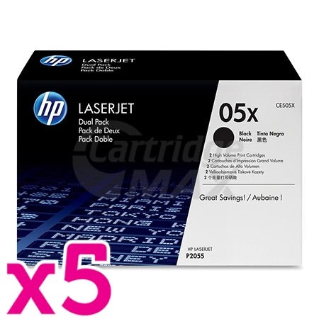 5 x HP CE505X (05X)  Original Black High Yield Toner Cartridge - 6,500 Pages