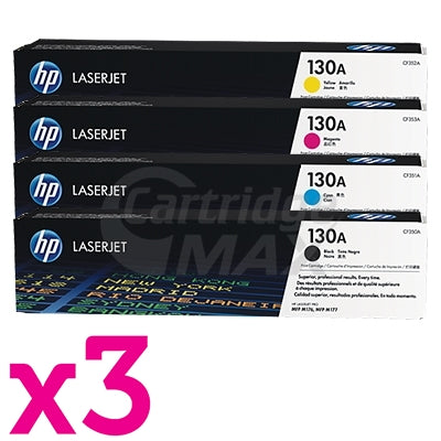 3 sets of 4 Pack HP CF350A-CF353A (130A) Original Toner Cartridges [3BK,3C,3M,3Y]