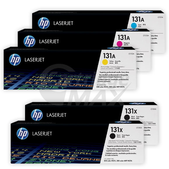 5 Pack HP CF210X-CF213A (131X / 131A) Original Toner Cartridges [2BK,1C,1M,1Y]