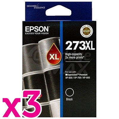 3 x Epson 273XL Original Black High Yield Ink Cartridge [C13T274192]