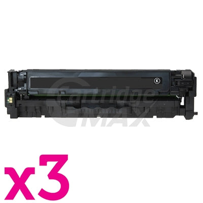 3 x HP CB540A (125A) Generic Black Toner Cartridge - 2,200 Pages