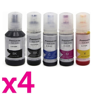 20-Pack Epson T512 Generic Ink Bottle Combo [4BK,4PBK,4C,4M,4Y]