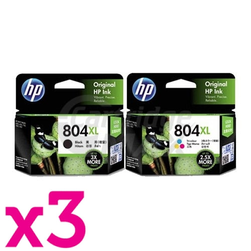 6 Pack HP 804XL Original High Yield Inkjet Cartridges T6N12AA + T6N11AA [3BK,3CL]