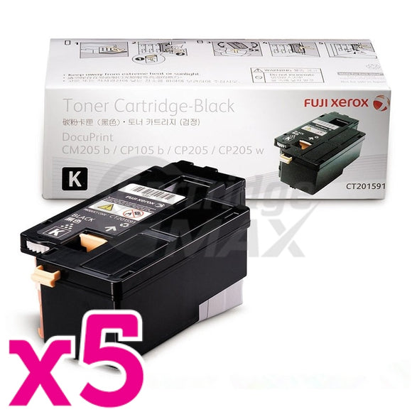 5 x Original Fuji Xerox DocuPrint CP105 CP205 CM205 CM215 CP215 Black Toner Cartridge(CT201591)