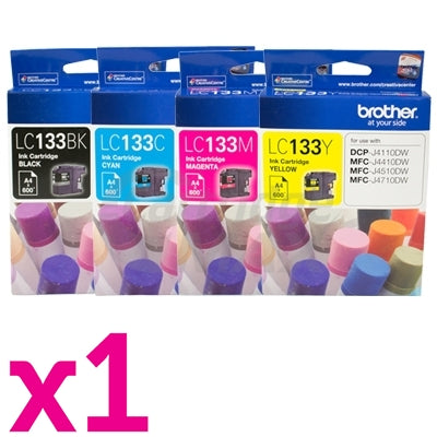 4 Pack Original Brother LC-133 Ink Cartridges [BK+C+M+Y]