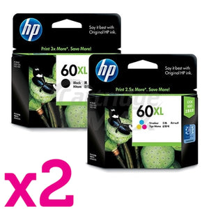 4 Pack HP 60XL Original Inkjet Cartridges CC641WA + CC644WA [2BK,2CL]