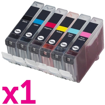 6-Pack Canon CLI-8BK/C/M/Y/PC/PM Generic Inkjet (with Chip) [1PBK,1C,1M,1Y,1PC,1PM]