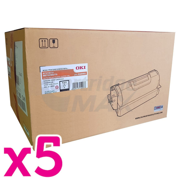 5 x OKI Original B721 B731 MB760 MB770 Black Toner Cartridge - 25,000 pages (45488903)