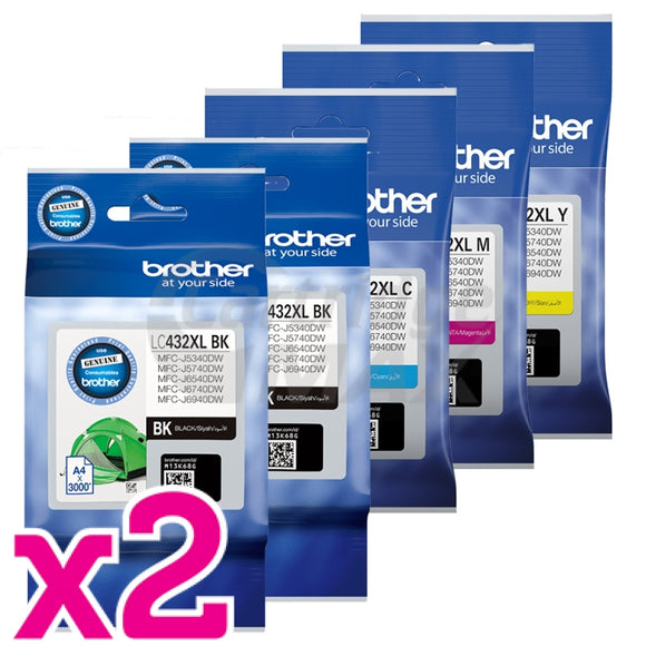 10 Pack Brother LC-432XL Original High Yield Ink Cartridges Combo [4BK, 2C, 2M, 2Y]