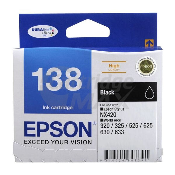 Original Epson 138 T1381 High Yield Black Ink Cartridge (C13T138192)