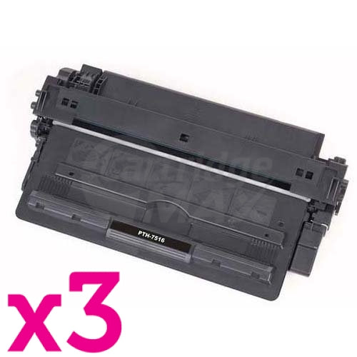3 x Q7516A (16A) Generic Black Toner Cartridge - 12,000 Pages