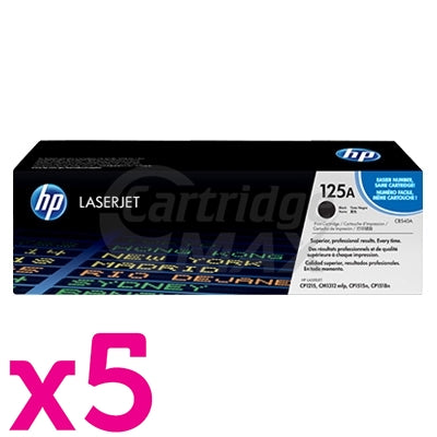 5 x HP CB540A (125A) Original Black Toner Cartridge - 2,200 Pages