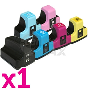6 Pack HP 02 Generic Inkjet Cartridges C8721WA-C8775WA [1BK,1C,1M,1Y,1LC,1LM]