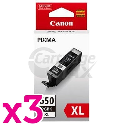 3 x Canon PGI-650XLBK Original Black High Yield Inkjet Cartridge