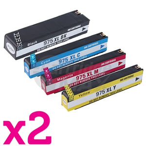 2 Sets of 4 Pack HP 975X Generic High Yield Inkjet Combo L0S00AA - L0S09AA [2BK,2C,2M,2Y]