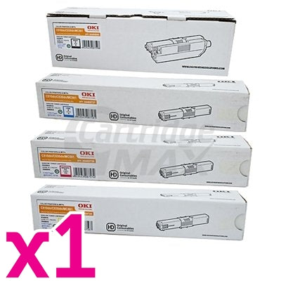 4 Pack OKI Original C510,C530,MC561 Toner Cartridges (44469806-44469727)