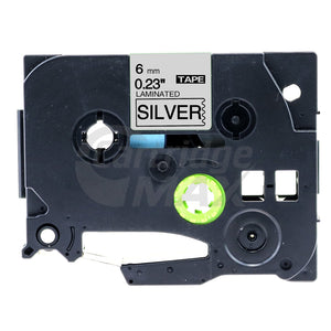 Brother TZe-911 Generic 6mm Black Text on Silver Laminated Tape - 8 meters