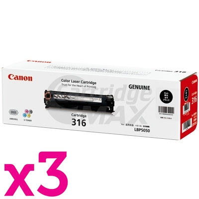 3 x Canon LBP 5050N (CART-316BK) Original Black Toner Cartridge - 2,300 Pages