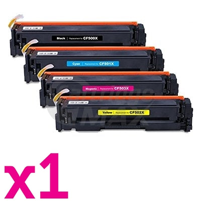 4 Pack HP CF500X-CF503X (202X) Generic High Yield Toner Cartridges [1BK,1C,1M,1Y]